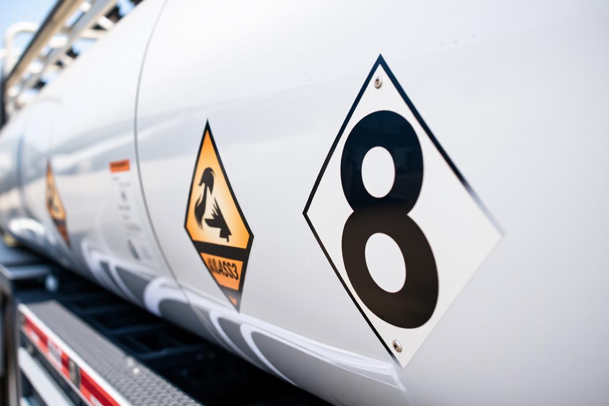 Hazmat placards on tanker